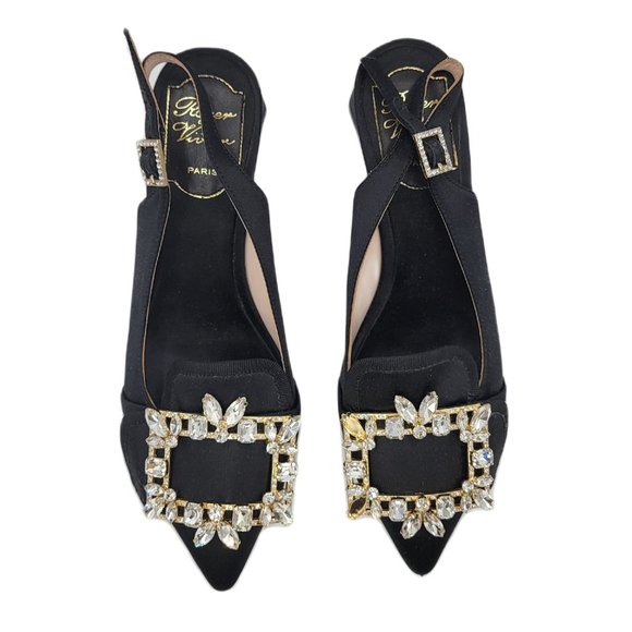 Roger Vivier Embellished-Buckle Slingback Pumps - Picture 6 of 10